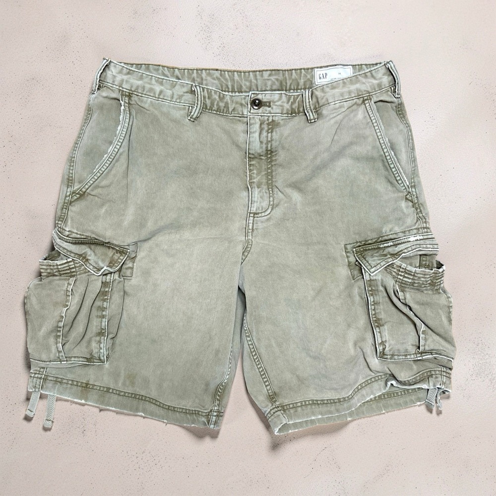 Gap Mens 36 Khaki Cargo Shorts Utility Outdoor Hiking Cotton Pockets Beige